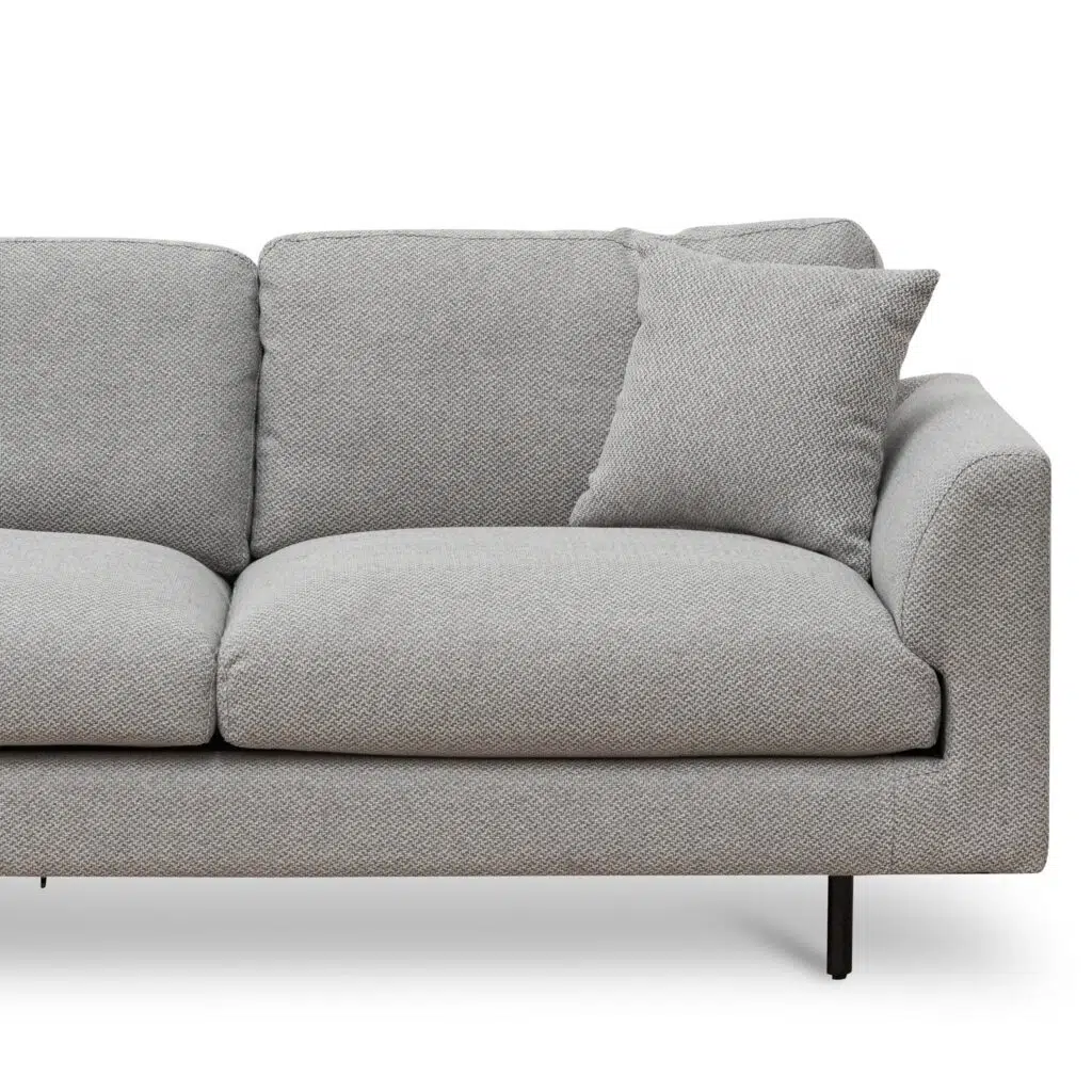 Grey Julian 4-seater fabric sofa with foam cushions and iron legs for modern living rooms