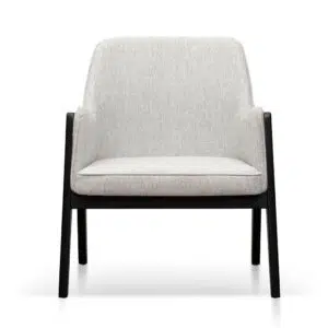Ellis fabric lounge chair in silver grey with natural beech wood frame for modern spaces