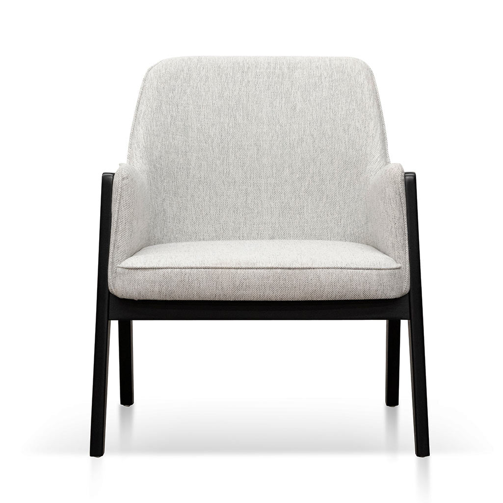 Ellis fabric lounge chair in silver grey with natural beech wood frame for modern spaces