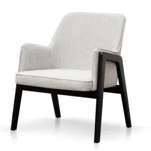 Ellis fabric lounge chair in silver grey with natural beech wood frame for modern spaces