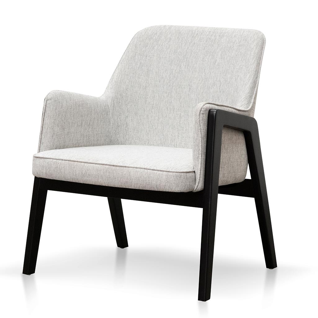 Ellis fabric lounge chair in silver grey with natural beech wood frame for modern spaces