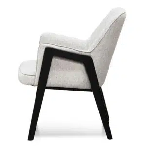 Ellis fabric lounge chair in silver grey with natural beech wood frame for modern spaces