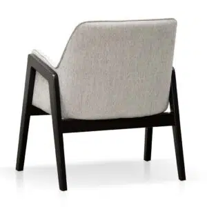 Ellis fabric lounge chair in silver grey with natural beech wood frame for modern spaces