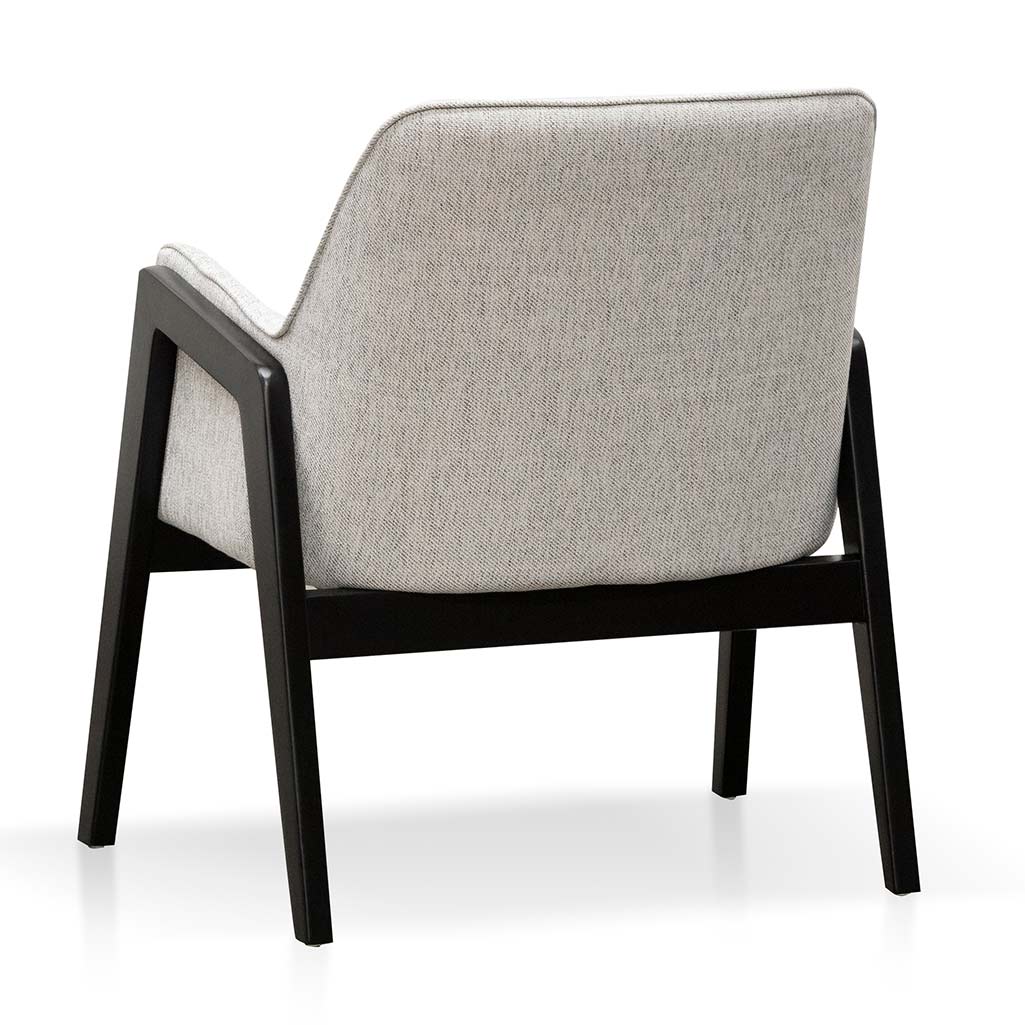 Ellis fabric lounge chair in silver grey with natural beech wood frame for modern spaces