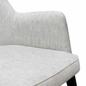 Ellis fabric lounge chair in silver grey with natural beech wood frame for modern spaces