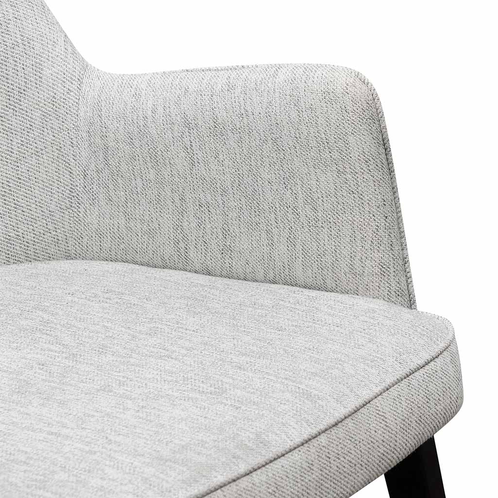 Ellis fabric lounge chair in silver grey with natural beech wood frame for modern spaces
