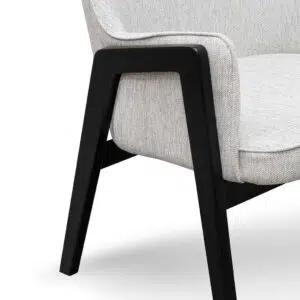 Ellis fabric lounge chair in silver grey with natural beech wood frame for modern spaces