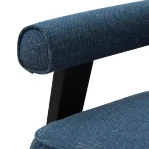 Damon armchair in dark blue fabric with birch legs and plush comfort