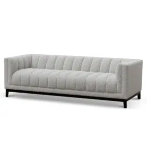 Aiden 3-seater sofa in light grey boucle fabric with ergonomic support and durable frame