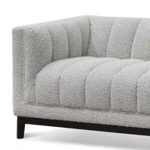 Aiden 3-seater sofa in light grey boucle fabric with ergonomic support and durable pine frame