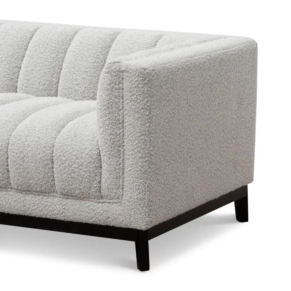 Aiden 3 seater sofa in light grey boucle fabric with ergonomic support and durable frame