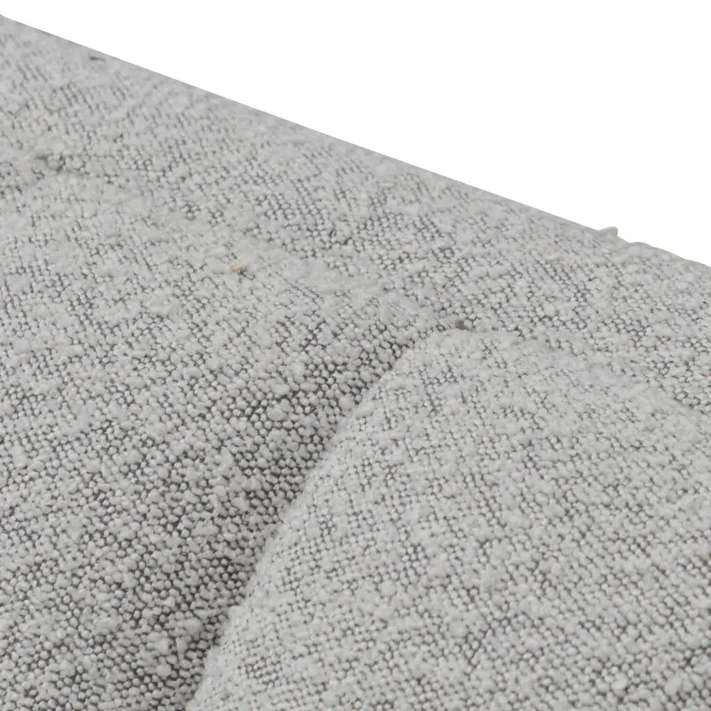 Aiden 3 seater sofa in light grey boucle fabric with ergonomic support and durable pine frame