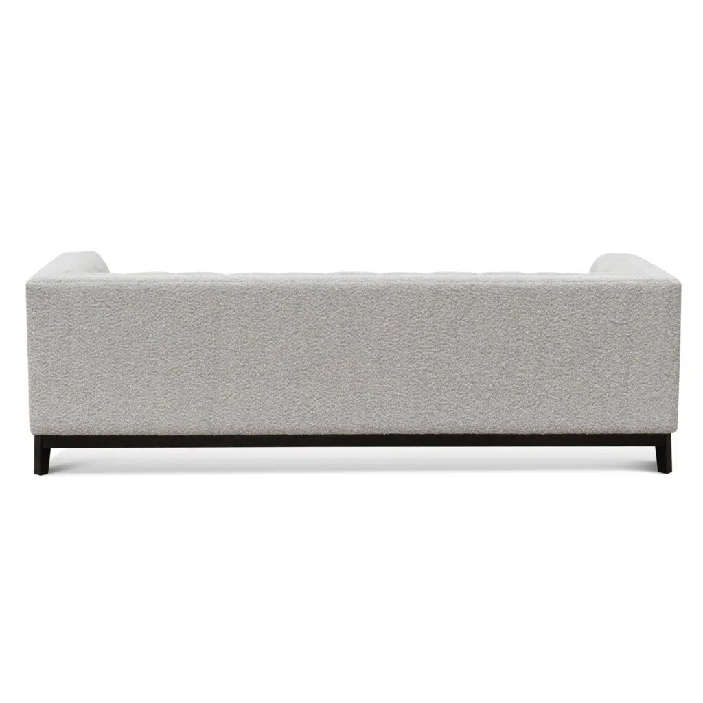 Aiden 3 seater sofa in light grey boucle fabric with ergonomic cushions and durable pine frame