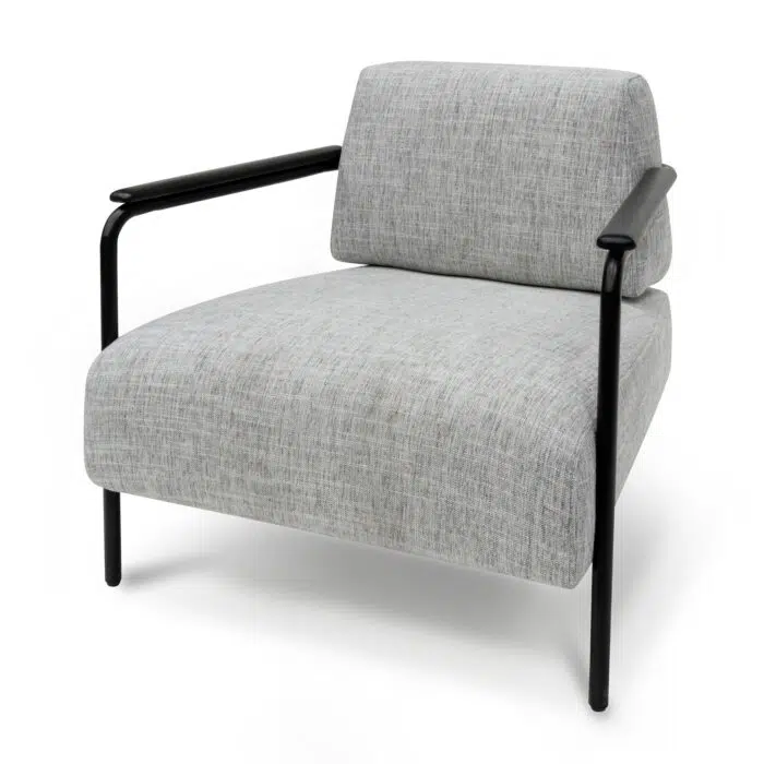 Arlo Fabric Armchair – Light Grey with Black Legs