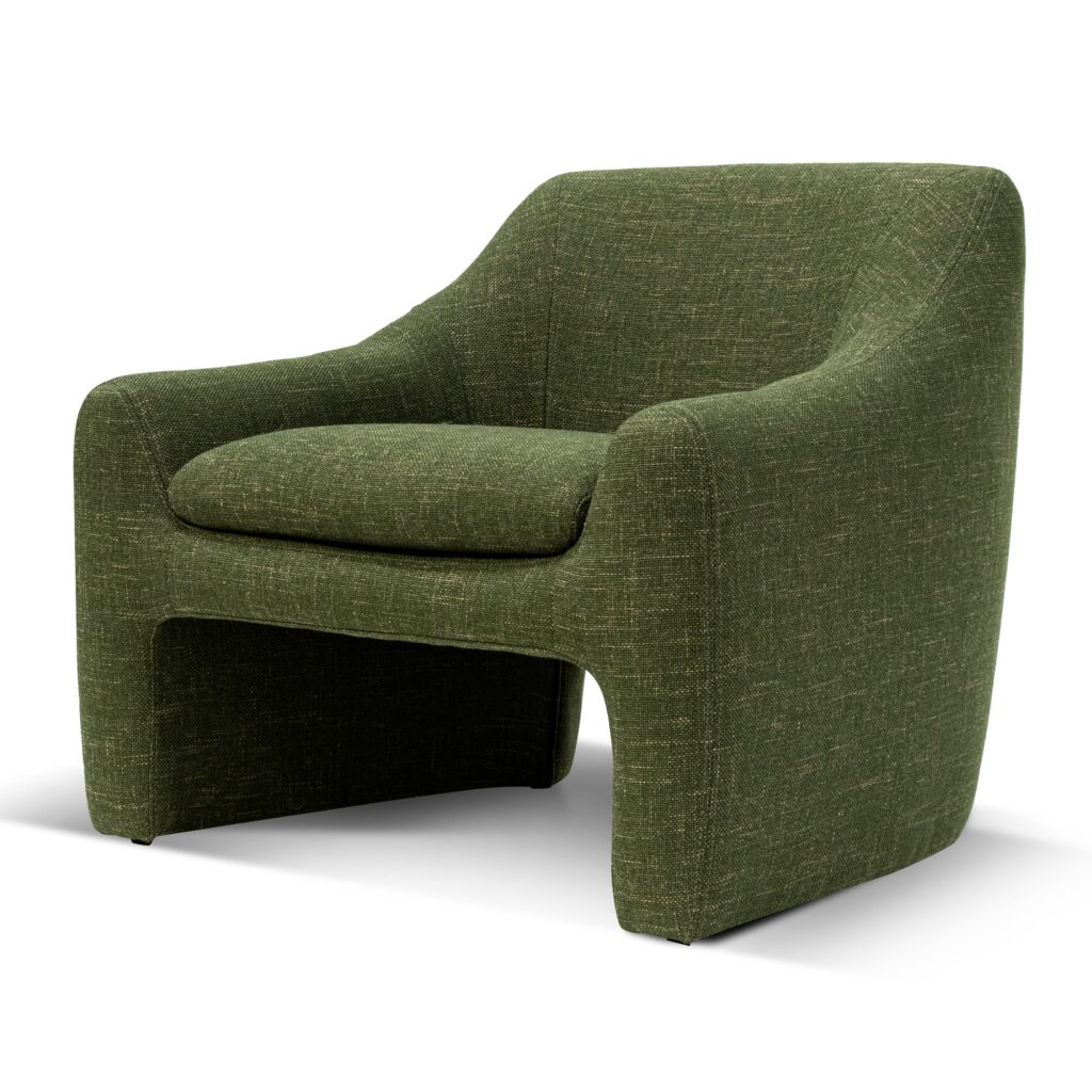 Morgan fabric armchair in khaki green vintage Italian-inspired design with modern comfort