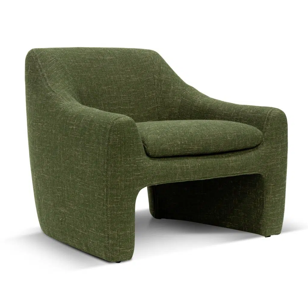 Morgan fabric armchair in khaki green vintage Italian-inspired design with modern comfort