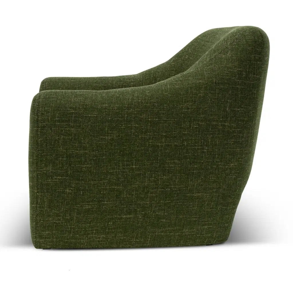 Morgan fabric armchair in khaki green vintage Italian-inspired design with modern comfort