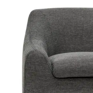 Anya Fabric Armchair in Graphite Grey with H-shape frame and timber wood legs for modern interiors