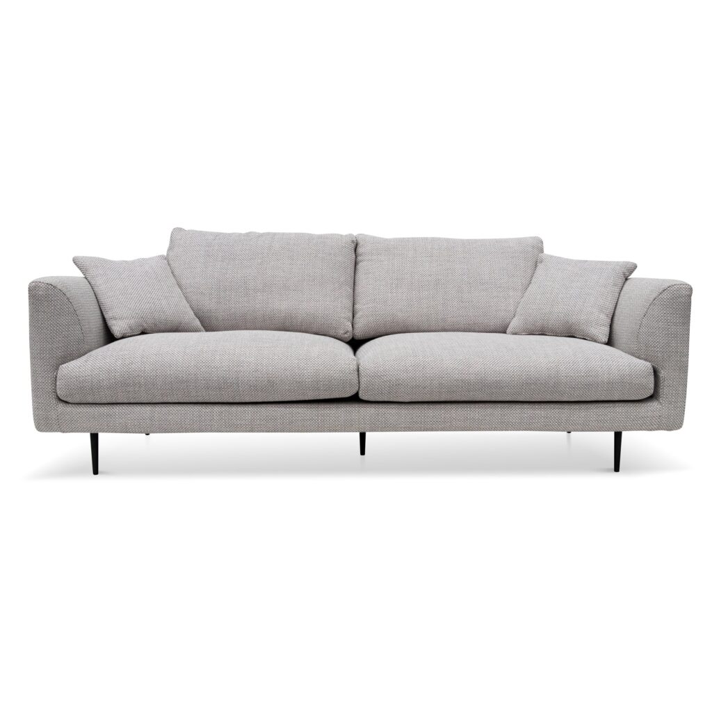 Elliot 4 Seater Fabric Sofa Passive Grey Steel Legs Foam Cushions
