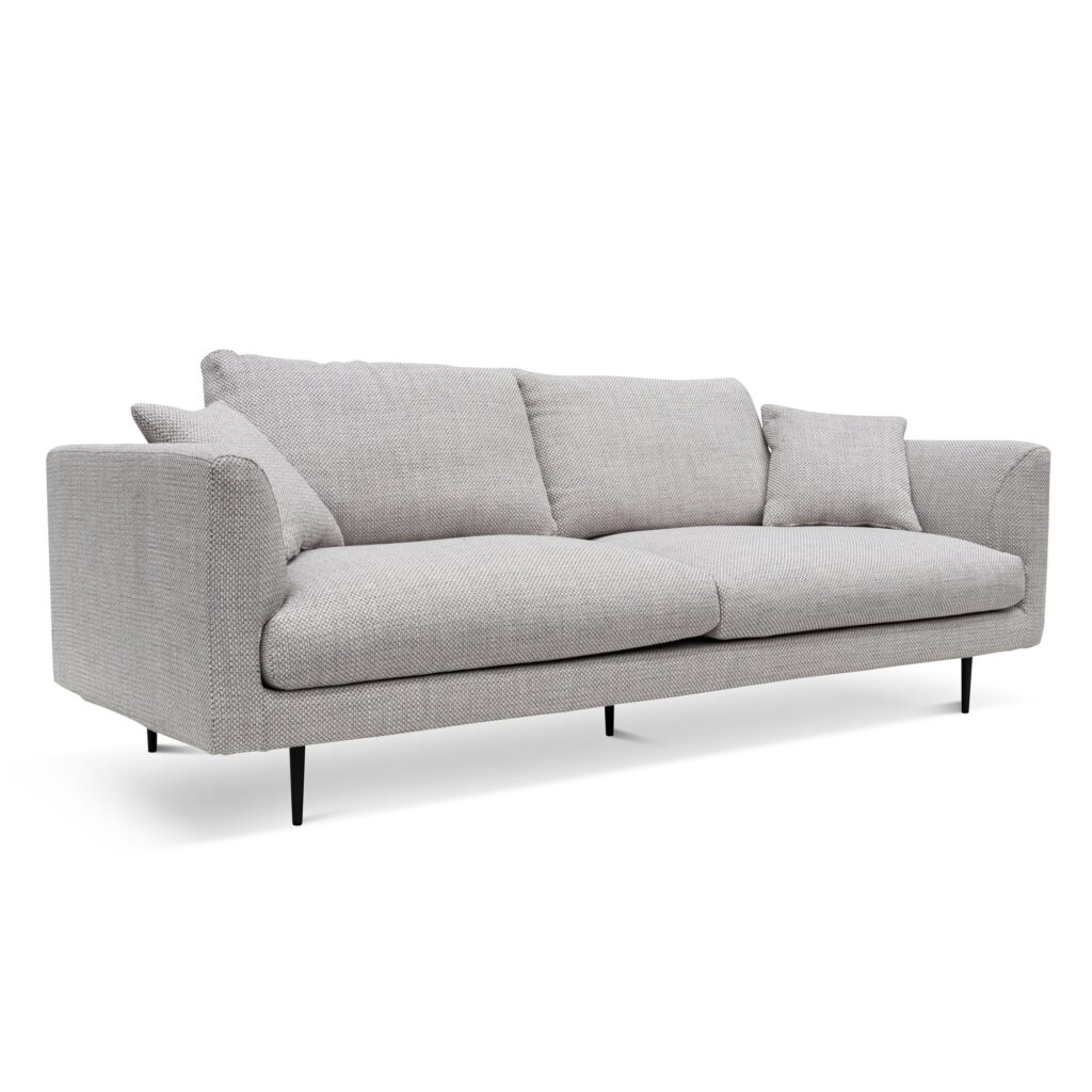 Elliot 4 Seater Fabric Sofa Passive Grey Durable Pinewood Frame Modern Design