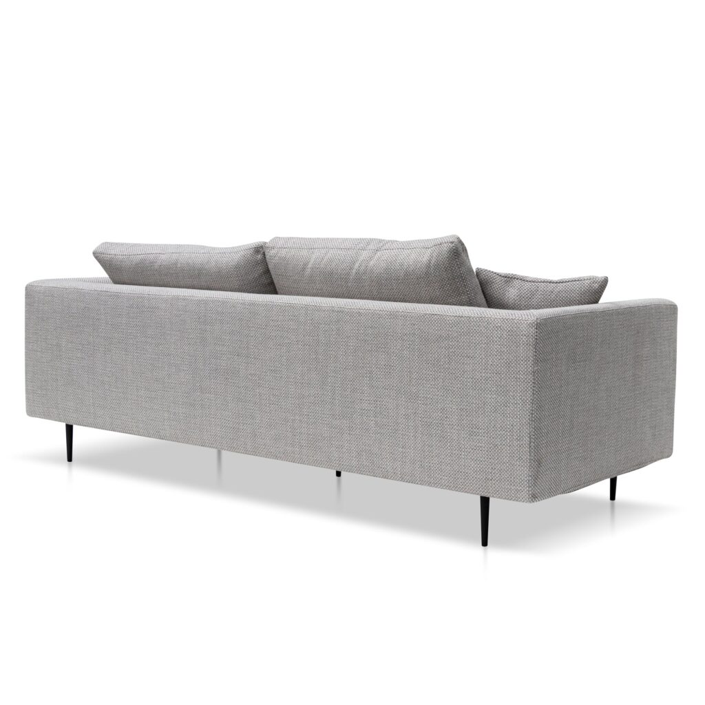 Elliot 4-seater fabric sofa in passive grey with pinewood frame and steel legs for modern living rooms