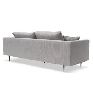 Elliot 4-seater fabric sofa in passive grey with pinewood frame and steel legs for modern living rooms