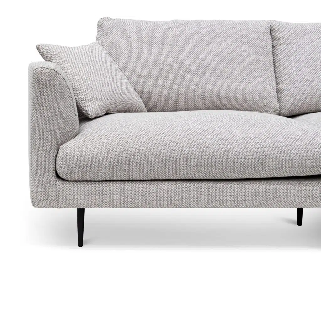 Elliot 4-seater fabric sofa in passive grey with pinewood frame and tapered steel legs