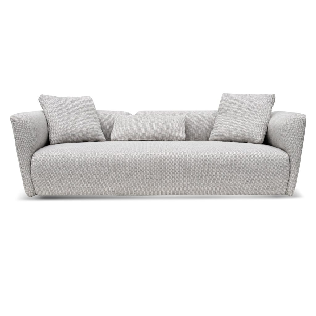 Ethan fabric sofa in passive grey modern low profile design with plush seating