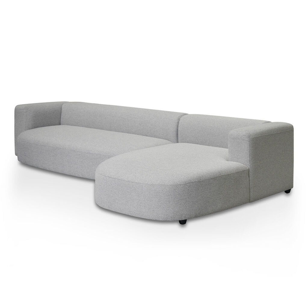 Mirella right chaise sofa in grey with modern design and durable construction for living spaces