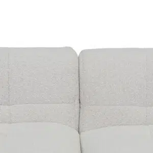 Mirella right chaise sofa in pearl boucle fabric with modern square arms and adjustable depth