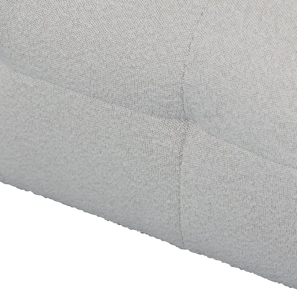 Mirella right chaise sofa in pearl boucle fabric with modern square arms and adjustable depth