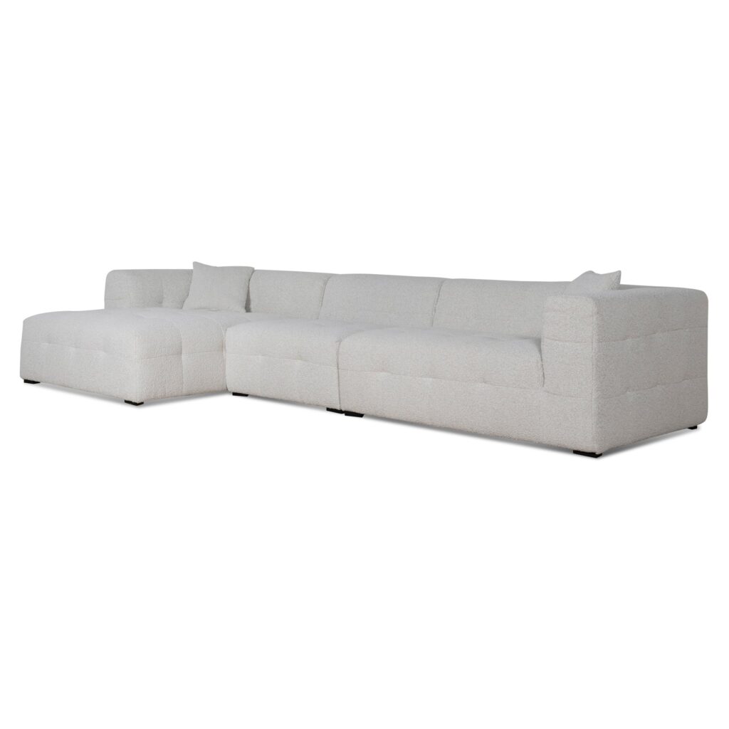 Luxurious Cassiel 4-Seater Left Chaise Sofa Modern Design Pearl Boucle