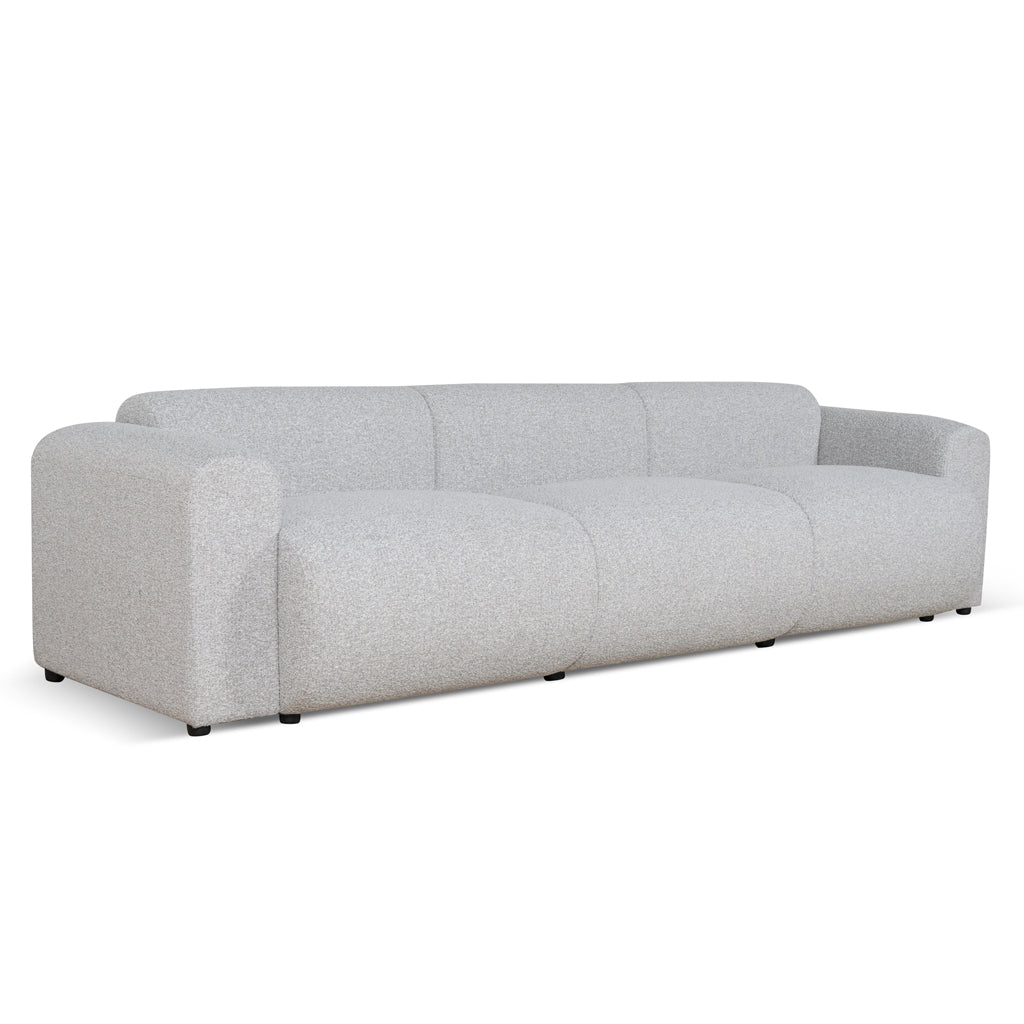 Odette 4-seater fabric sofa in silver grey boucle with modern elegant design