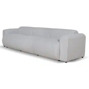 Odette 4-seater fabric sofa in silver grey boucle with modern elegant design