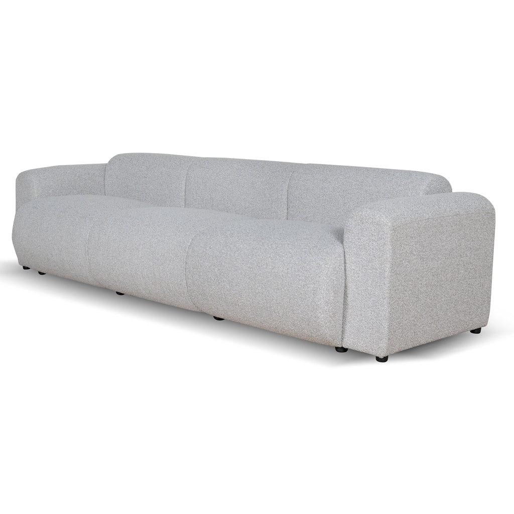 Odette 4-seater fabric sofa in silver grey boucle with modern elegant design