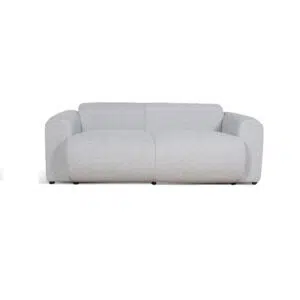 Silver grey boucle fabric sofa with deep seating and modern design for living rooms