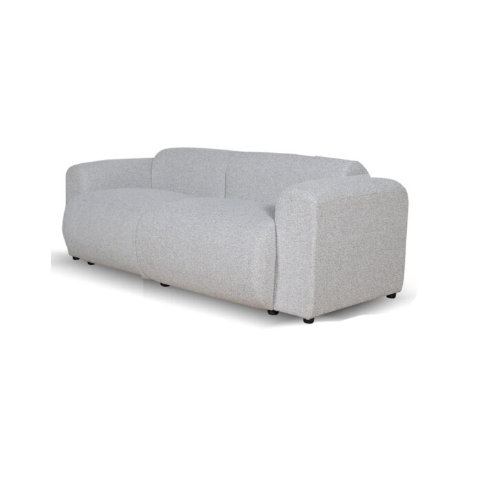 Silver grey boucle fabric sofa with deep seating and modern design for living rooms