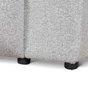 Silver grey boucle fabric sofa with deep seating and sleek modern design for living rooms