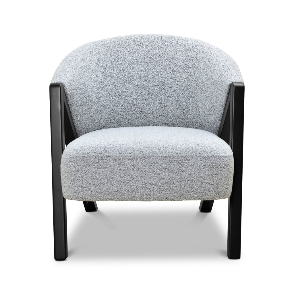 Amaris Fabric Armchair Light Grey Fleck with Black Oak Legs, Versatile Modern Traditional Design Ergonomic Comfort Durable Upholstery