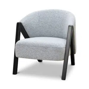 Amaris Fabric Armchair Light Grey Fleck Black Oak Durable Polyester Comfort Sturdy Frame