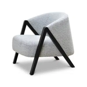 Amaris Fabric Armchair Light Grey Fleck Black Oak Legs Sturdy Scandinavian Design