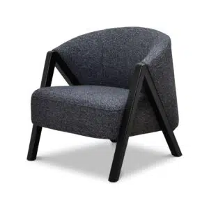 Amaris Fabric Armchair Dark Grey Fleck Black Oak Legs Ergonomic Modern Design