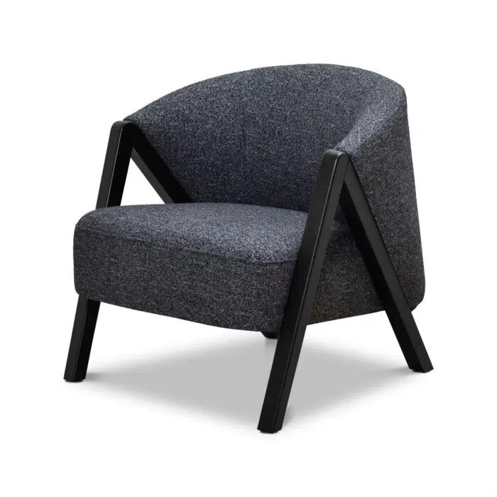 Amaris Fabric Armchair – Dark Grey Fleck – Black Oak