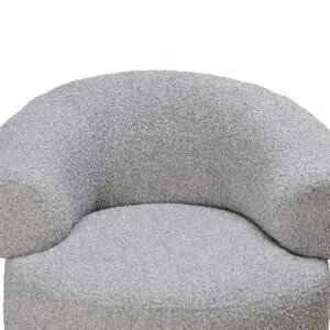 Phineas Armchair Light Grey Boucle Upholstered Ergonomic Curved Backrest Durable Pinewood Frame for Living Room Office Lounge