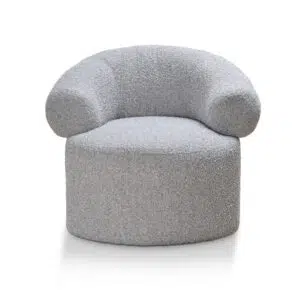 Phineas Armchair Light Grey Boucle Ergonomic Curved Backrest Durable Pinewood