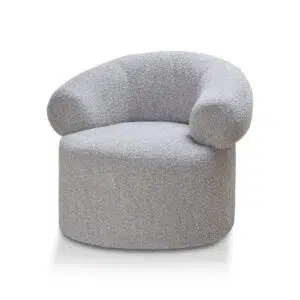 Phineas Light Grey Boucle Armchair Ergonomic Curved Backrest Durable Frame