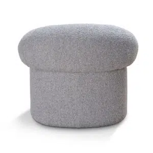 Phineas Armchair Light Grey Boucle Ergonomic Curved Backrest Pinewood Frame