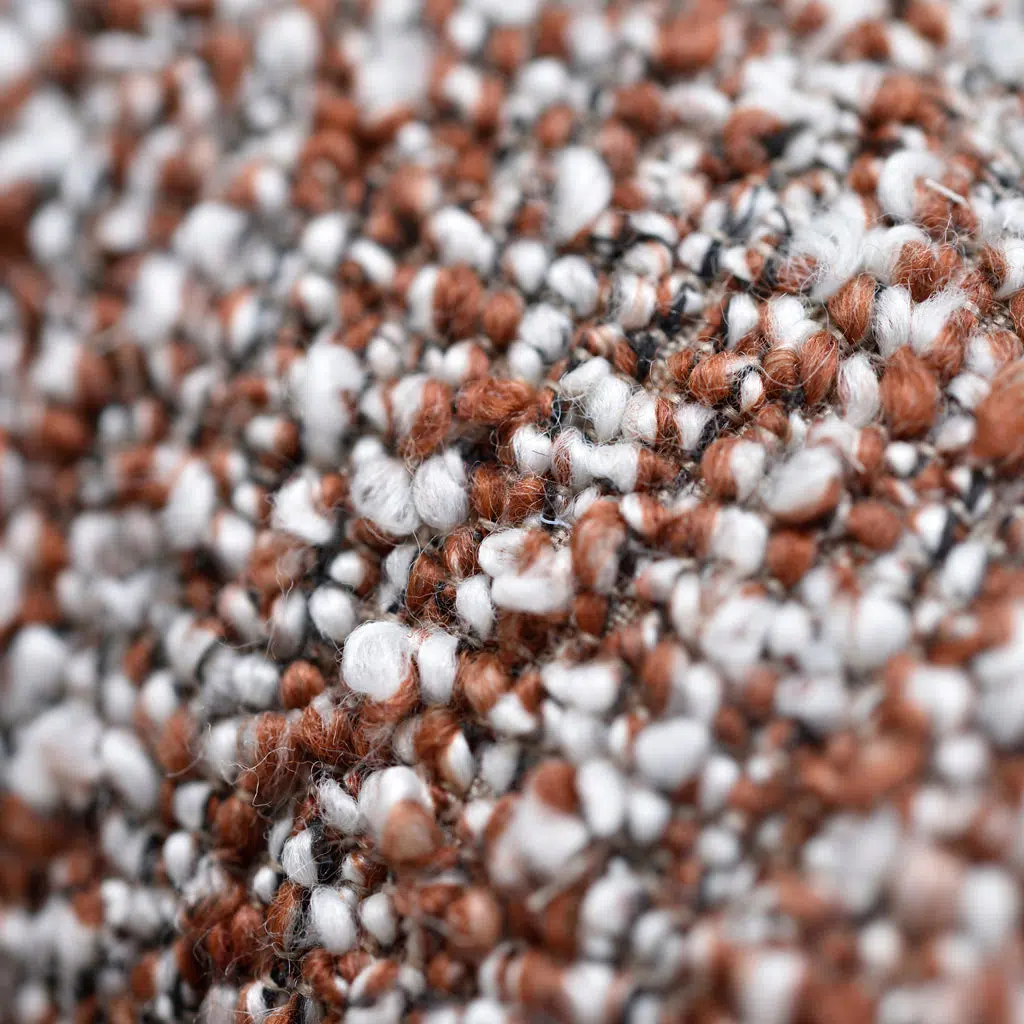 Isolde Armchair Rustic Brown Boucle Textured Fabric Solid Pine Wood Ergonomic Design Comfort