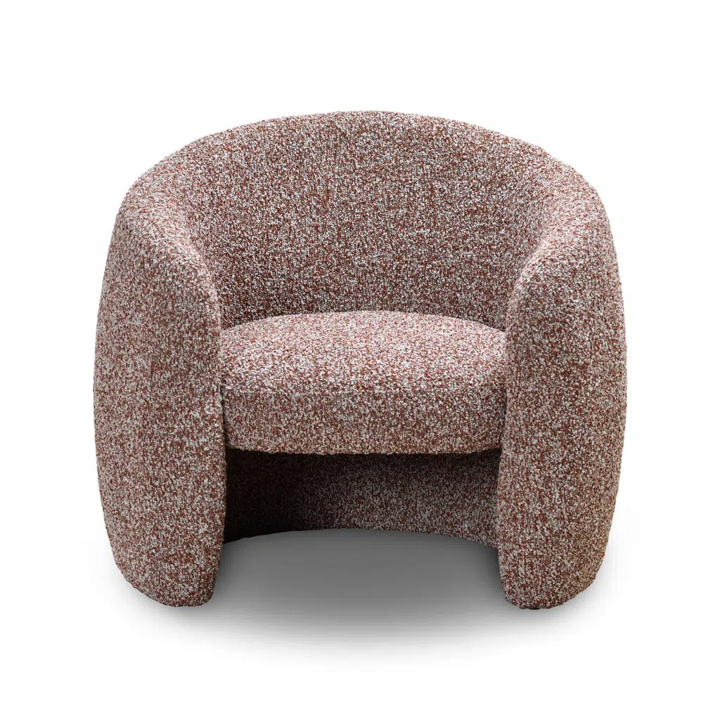 Isolde Armchair Rustic Brown Boucle Fabric Solid Pine Frame Ergonomic Design Durable Comfort