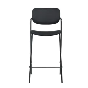 Black bar stools set of 2 with PU cushion and metal frame for kitchen island or bar